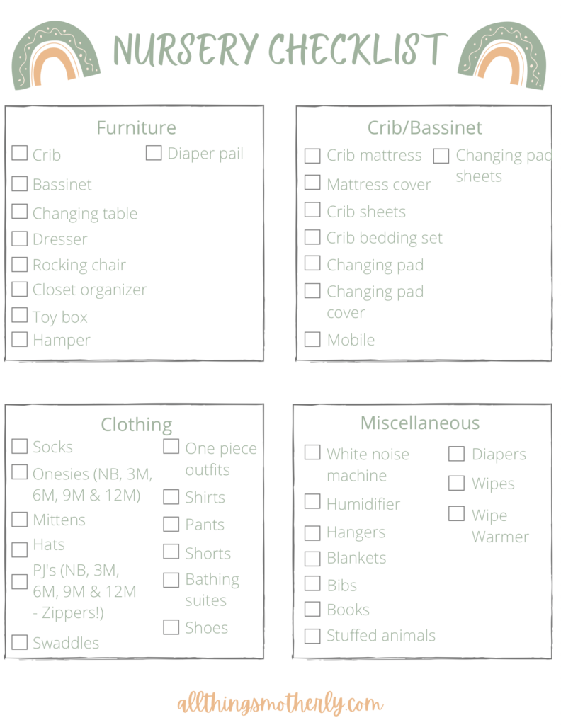 The Complete Nursery Checklist All Things Motherly