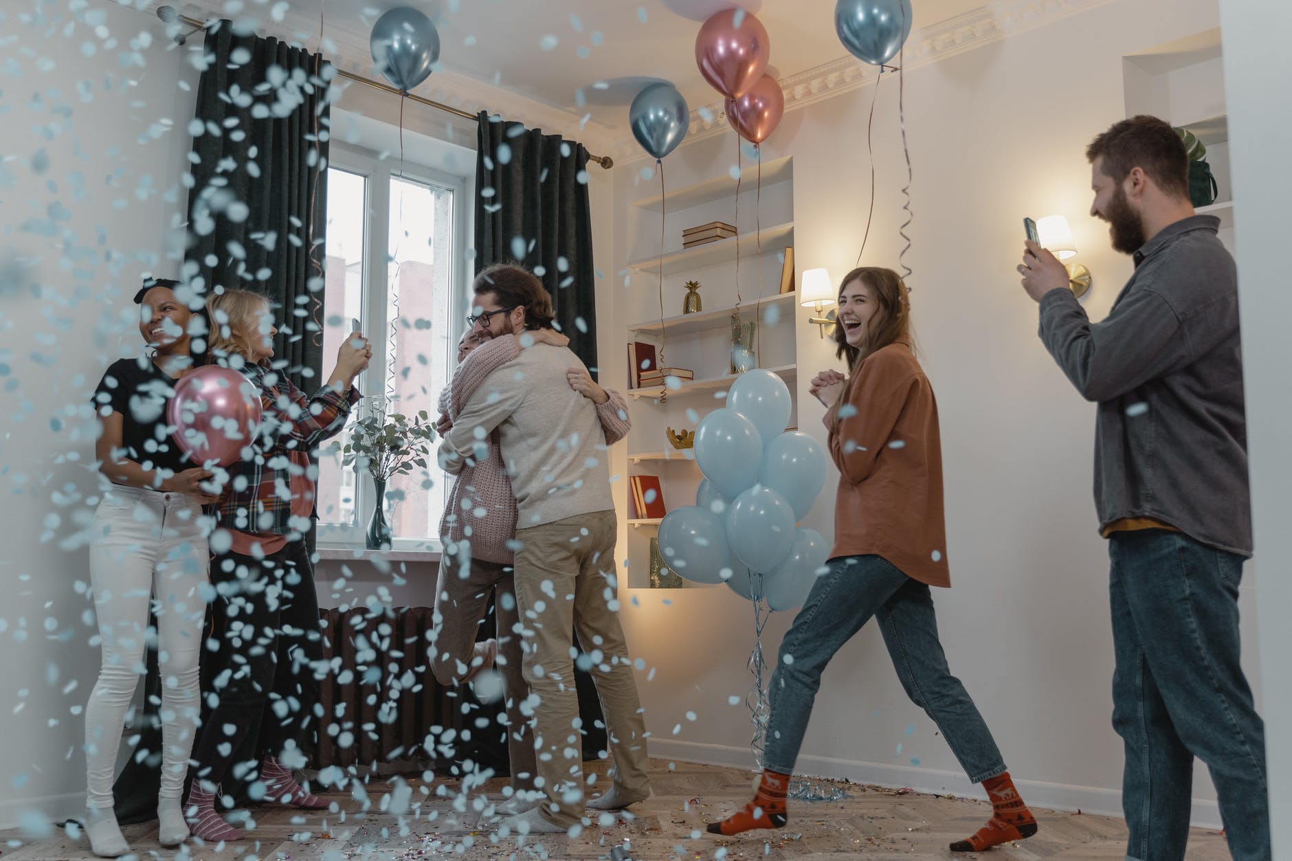 couple celebrating with friends